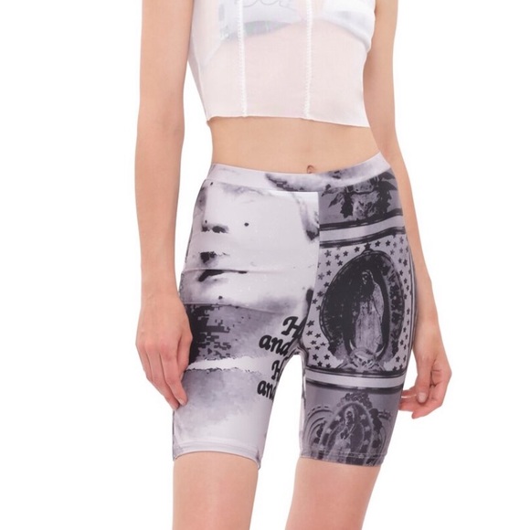 Danielle Guizio Pants - DANIELLE GUIZIO ROMAN BIKE COLLAGE BICYCLE SHORTS